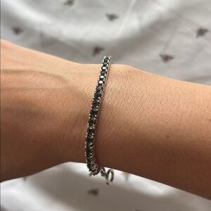All Saints Gray/Black and Silver Chain Tennis Bracelet
